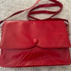 Bruno Magli Red Leather Shoulder Bag